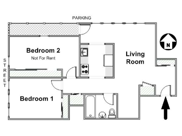 New York 2 Bedroom roommate share apartment - apartment layout  (NY-14762)