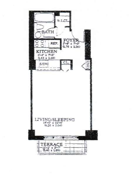 New York Studio apartment - apartment layout  (NY-14765)
