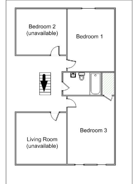 New York 3 Bedroom - Duplex roommate share apartment - apartment layout  (NY-14766)