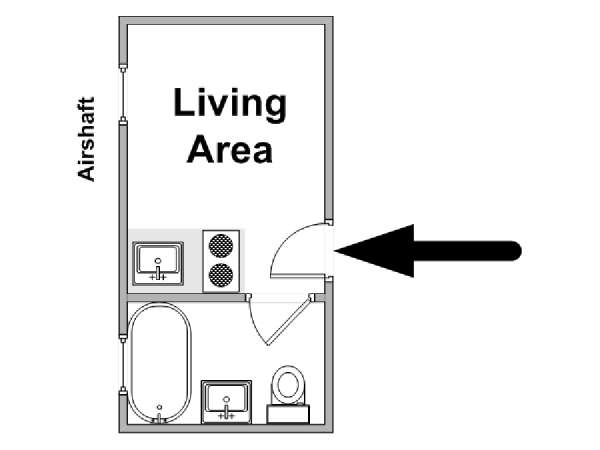 New York Monolocale appartamento - piantina approssimativa dell' appartamento  (NY-14770)