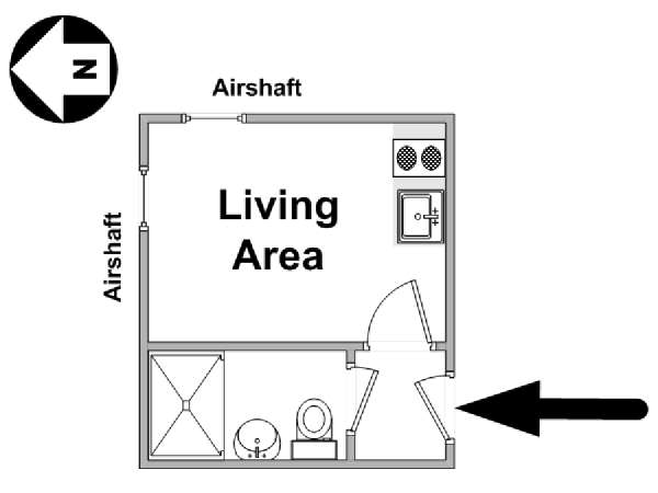 New York Monolocale appartamento - piantina approssimativa dell' appartamento 2 (NY-14772)