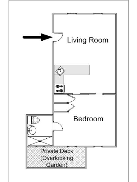 New York 1 Camera da letto appartamento - piantina approssimativa dell' appartamento  (NY-14796)