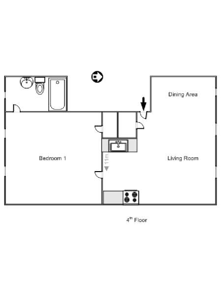 New York 1 Bedroom apartment - apartment layout  (NY-14797)