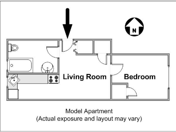 New York T2 logement location appartement - plan sch&eacute;matique  (NY-14822)