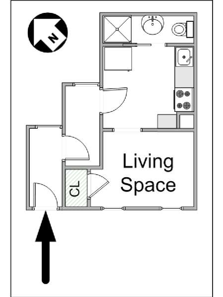 New York Monolocale appartamento - piantina approssimativa dell' appartamento  (NY-14823)