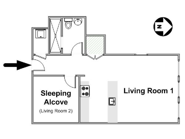 New York Grande monolocale - Loft appartamento - piantina approssimativa dell' appartamento  (NY-14834)