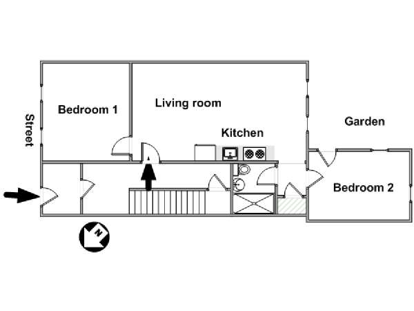 New York 2 Camere da letto appartamento - piantina approssimativa dell' appartamento  (NY-14844)