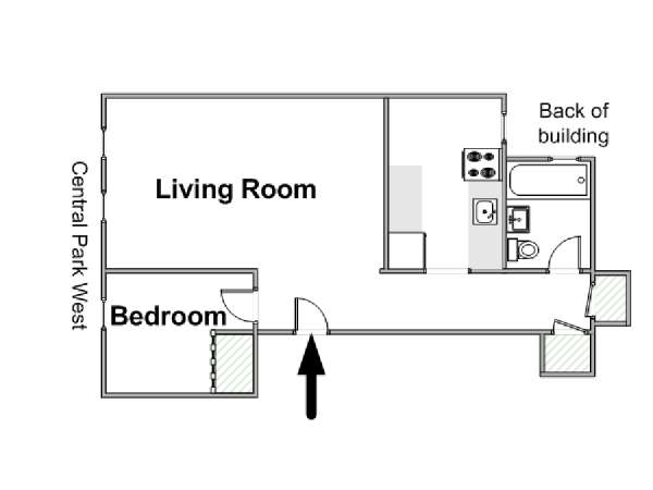New York 1 Camera da letto appartamento - piantina approssimativa dell' appartamento  (NY-14853)