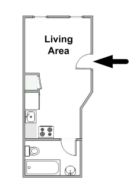 New York Monolocale appartamento - piantina approssimativa dell' appartamento  (NY-14865)