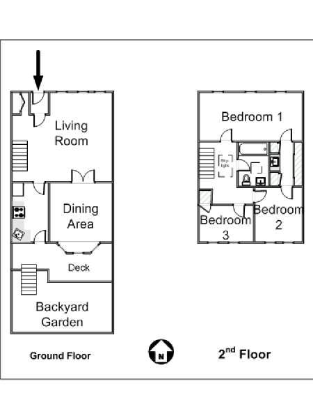 New York 3 Bedroom - Duplex accommodation - apartment layout  (NY-14866)