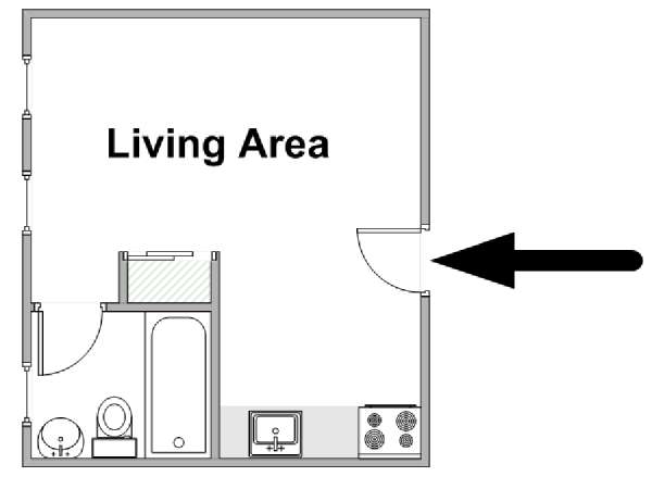 New York Monolocale appartamento - piantina approssimativa dell' appartamento  (NY-14876)