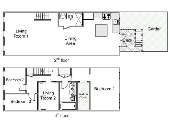 New York 3 Bedroom - Duplex accommodation - apartment layout  (NY-14914)