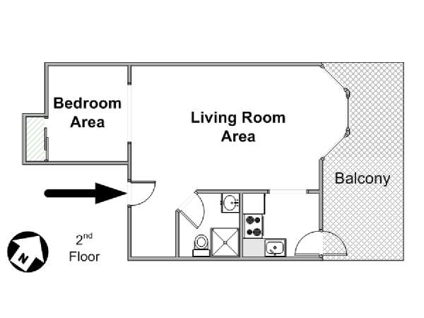 New York Monolocale appartamento casa vacanze - piantina approssimativa dell' appartamento  (NY-14920)