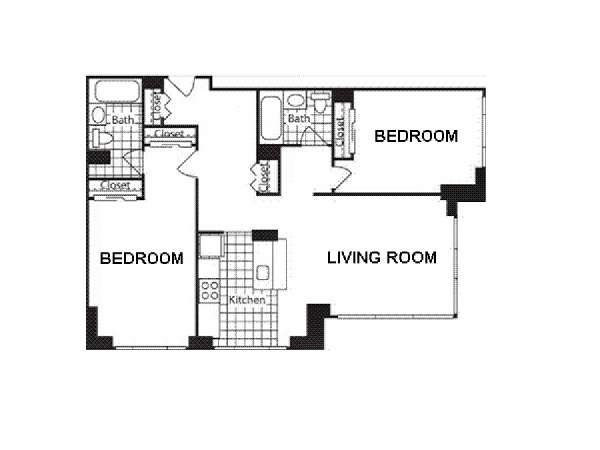 New York 2 Camere da letto appartamento - piantina approssimativa dell' appartamento  (NY-14924)