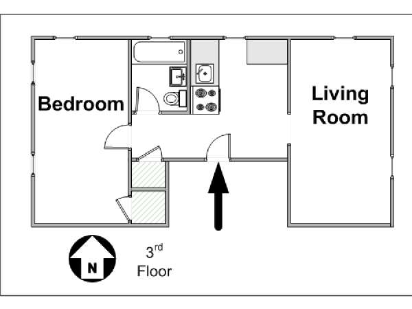 New York 1 Bedroom apartment - apartment layout  (NY-14926)