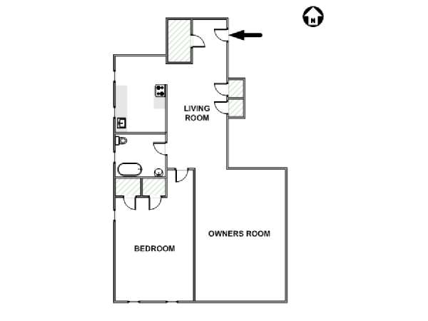 New York 2 Camere da letto stanza in affitto - piantina approssimativa dell' appartamento  (NY-14943)