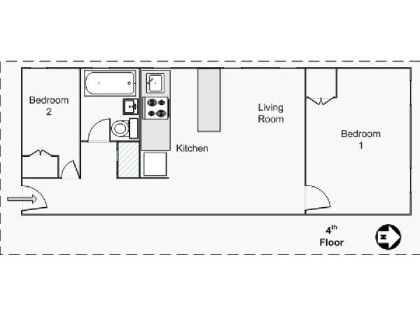 New York 1 Camera da letto appartamento - piantina approssimativa dell' appartamento  (NY-14952)