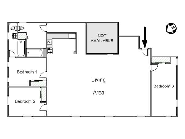 Nueva York 3 Dormitorios - Loft piso para compartir - esquema  (NY-14954)