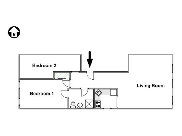 New York 2 Camere da letto appartamento casa vacanze - piantina approssimativa dell' appartamento  (NY-15017)