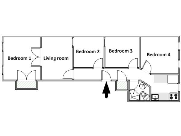 New York 2 Bedroom roommate share apartment - apartment layout  (NY-15030)