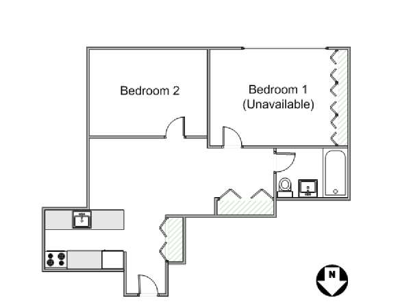New York T3 appartement colocation - plan sch&eacute;matique  (NY-15031)