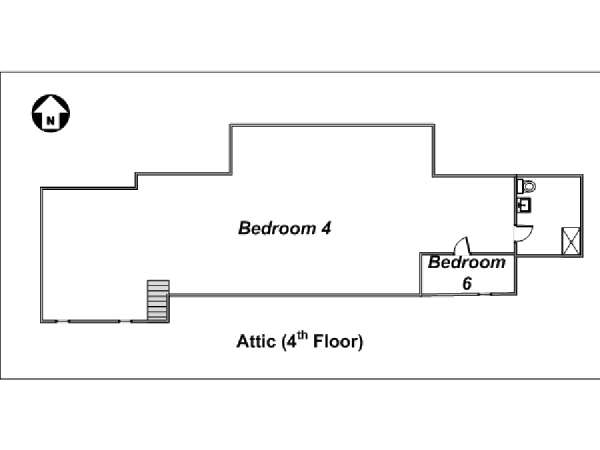 New York 6 Camere da letto appartamento casa vacanze - piantina approssimativa dell' appartamento 4 (NY-15040)