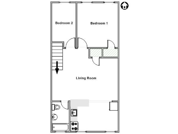 New York 2 Camere da letto appartamento casa vacanze - piantina approssimativa dell' appartamento  (NY-15041)