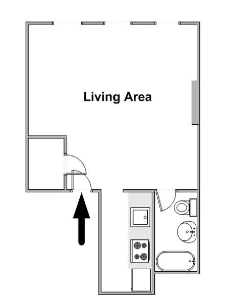 New York Monolocale appartamento - piantina approssimativa dell' appartamento  (NY-15042)