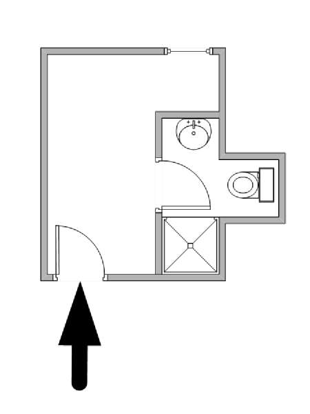 New York Monolocale stanza in affitto - piantina approssimativa dell' appartamento  (NY-15060)