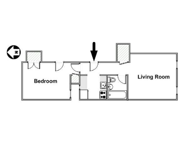 New York 1 Camera da letto appartamento - piantina approssimativa dell' appartamento  (NY-15062)