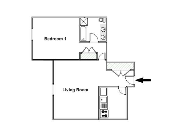 New York 1 Bedroom apartment - apartment layout  (NY-15066)