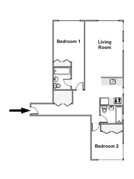 New York 2 Camere da letto appartamento - piantina approssimativa dell' appartamento  (NY-15076)