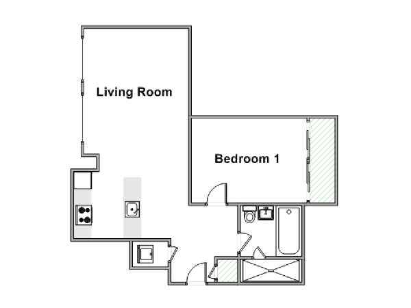 New York 1 Bedroom apartment - apartment layout  (NY-15078)