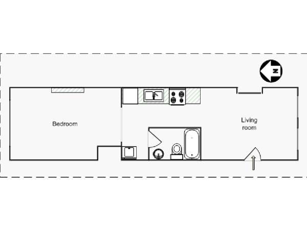 New York 1 Camera da letto appartamento - piantina approssimativa dell' appartamento  (NY-15082)