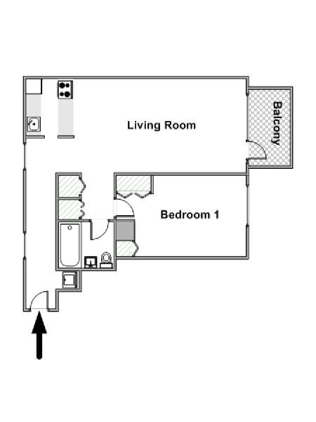 New York 1 Bedroom apartment - apartment layout  (NY-15089)