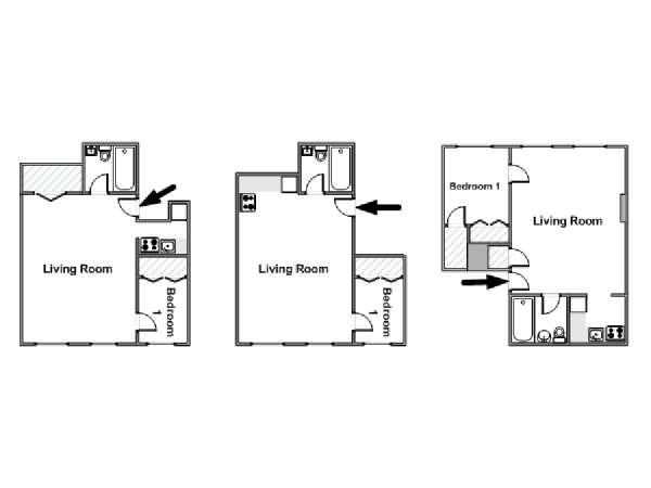 New York 1 Camera da letto appartamento - piantina approssimativa dell' appartamento  (NY-15092)