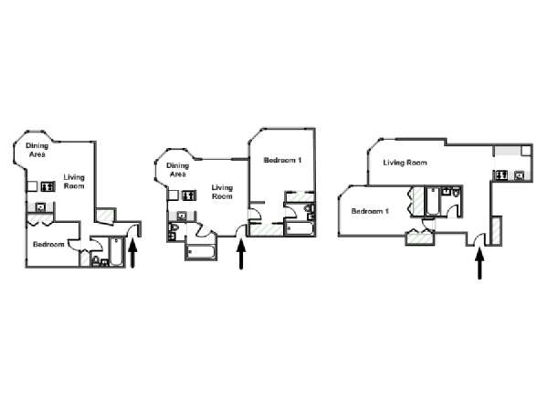 New York 1 Camera da letto appartamento - piantina approssimativa dell' appartamento  (NY-15097)