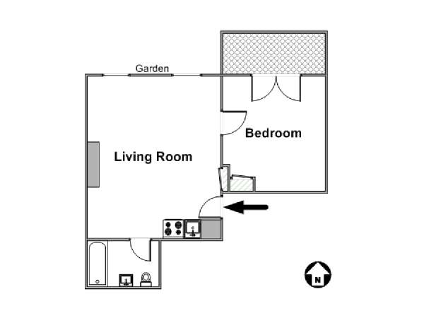 New York 1 Camera da letto appartamento - piantina approssimativa dell' appartamento  (NY-15108)