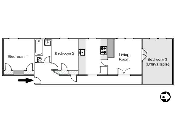 New York T4 appartement colocation - plan schématique  (NY-15127)