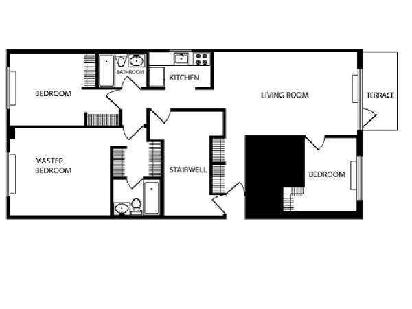 New York 3 Camere da letto appartamento - piantina approssimativa dell' appartamento  (NY-15152)
