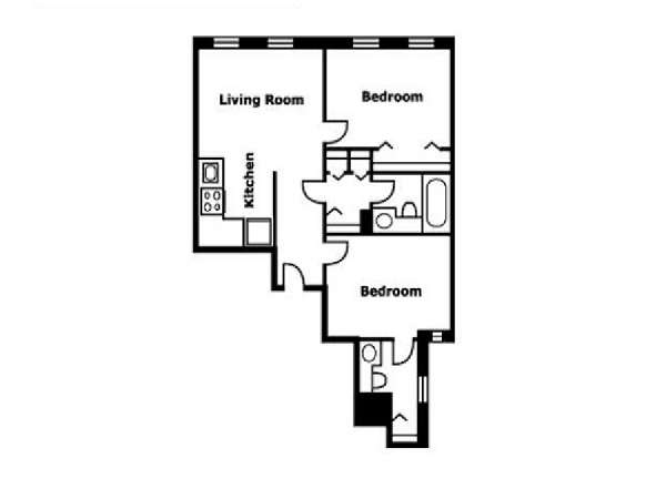 New York 2 Camere da letto appartamento - piantina approssimativa dell' appartamento  (NY-15216)