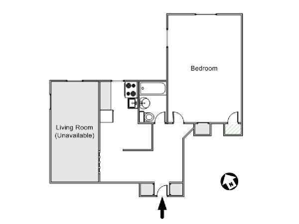 New York T2 appartement colocation - plan schématique  (NY-15217)