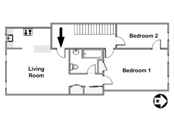 New York 2 Camere da letto appartamento casa vacanze - piantina approssimativa dell' appartamento  (NY-15239)