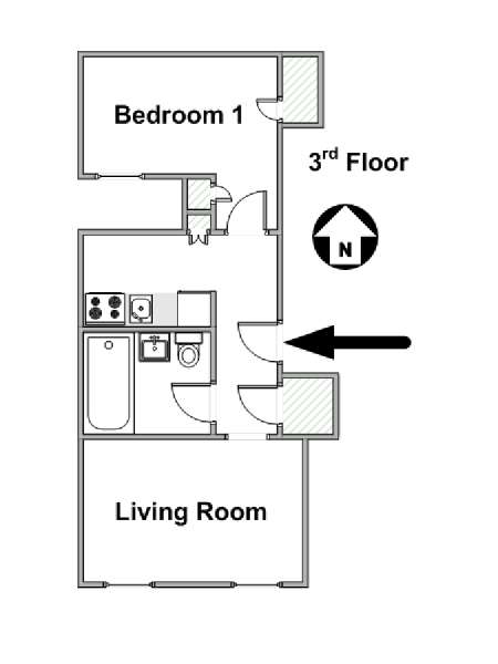 New York 1 Bedroom apartment - apartment layout  (NY-15255)
