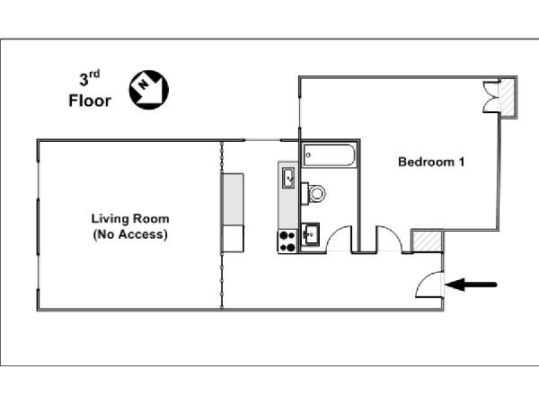 New York 1 Bedroom roommate share apartment - apartment layout  (NY-15257)