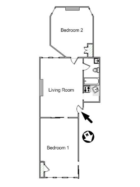 New York 2 Bedroom accommodation - apartment layout  (NY-15268)