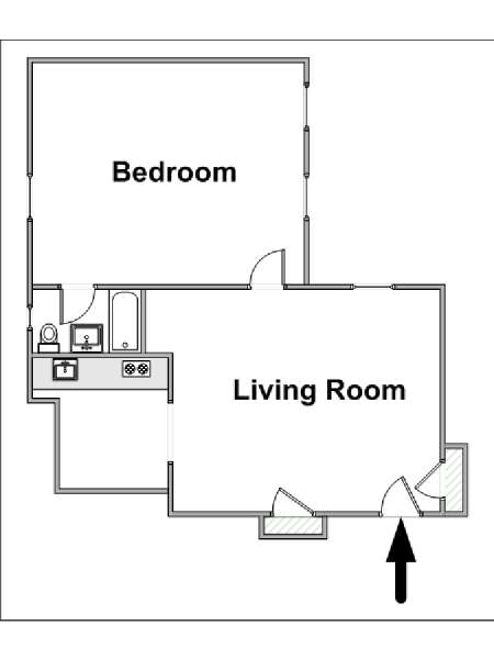 New York 1 Camera da letto appartamento - piantina approssimativa dell' appartamento  (NY-15271)