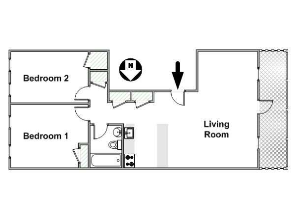 New York 2 Bedroom accommodation - apartment layout  (NY-15276)