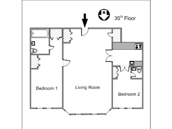 New York 2 Bedroom apartment - apartment layout  (NY-15290)