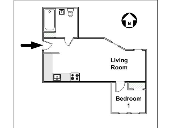 New York 1 Bedroom accommodation - apartment layout  (NY-15300)